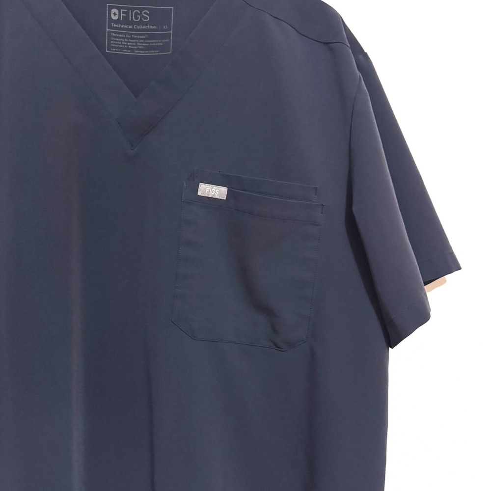 FIGS Technical Collection Men's V-Neck Scrub Top - Medium Blue - Picture 2 of 4